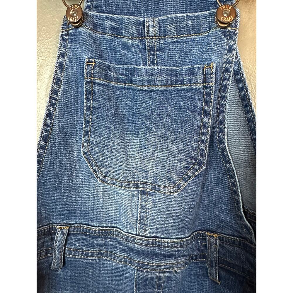 True Craft Blue Jean Denim Distressed Long Pants Adjustable Overall Bibs Size 3 - Picture 6 of 8